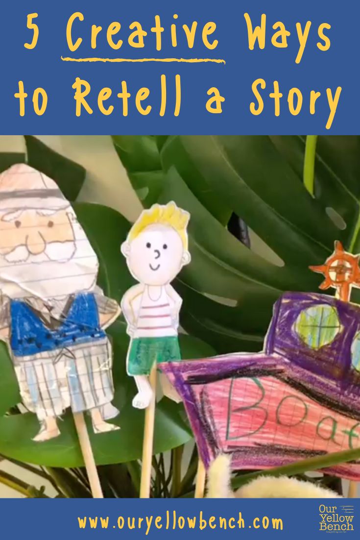 three cartoon characters on toothpicks with the words 5 creative ways to retell a story