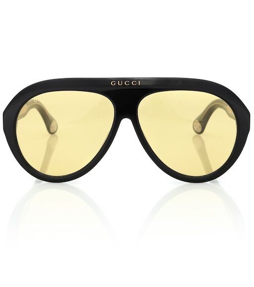 Gucci - Occhiali da sole Navigator - mytheresa.com Retro Eyewear, Sunglasses Gucci, Acetate Sunglasses, Girls With Glasses, Gucci Sunglasses, Reading Glasses, Luxury Shoes, Fall In Love, Mirrored Sunglasses