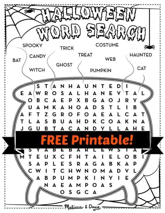 a halloween word search with the words free printable