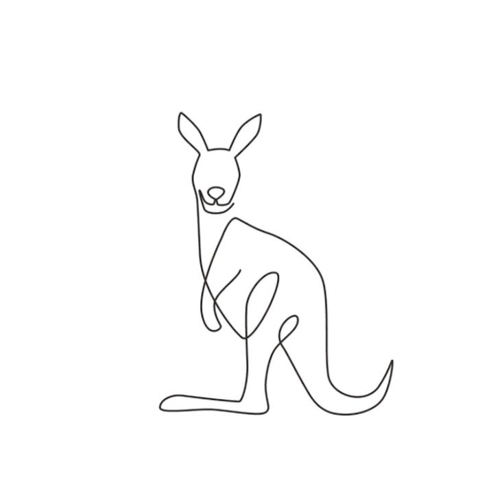 a kangaroo outline drawing on a white background