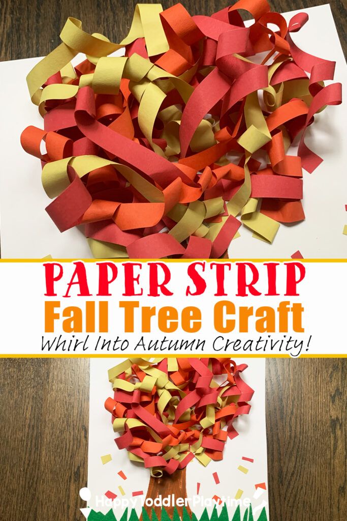 paper strip fall tree craft for kids to make