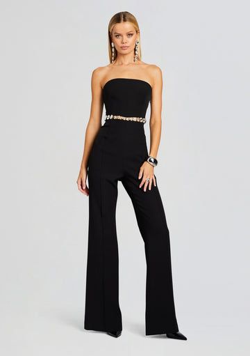 Glenda Jumpsuit Glamorous Fitted Strapless Jumpsuit For Gala, Strapless Fitted Jumpsuits And Rompers For Gala, Elegant Strapless Jumpsuits And Rompers For Gala, Elegant Strapless Jumpsuit For Gala, Formal Fitted Strapless Backless Jumpsuit, Formal Strapless Backless Fitted Jumpsuit, Fitted Strapless Pantsuit For Formal Occasions, Fitted Strapless Formal Pantsuit, Strapless Fitted Formal Pantsuit