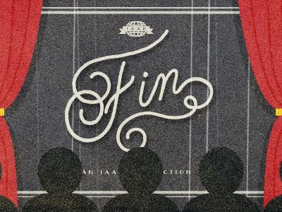 an advertisement for the film skin, with red curtains and black silhouettes on it