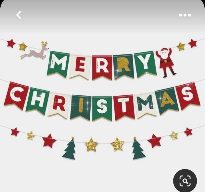 merry christmas banner with decorations on white background