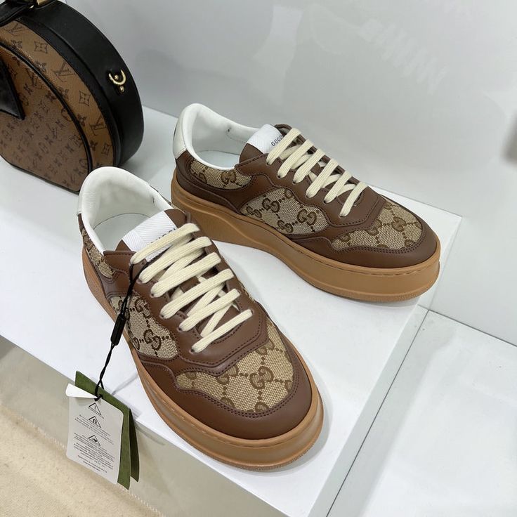 Size: 35-47 It comes with Dust box, Care manual, Tag, and Paper bag.Size Guide: Beige Leather Sneakers With Logo, Luxury Canvas Sneakers With Round Toe, Trendy Brown Canvas Sneakers, Greek Fashion, Size Guide, Paper Bag, Men's Shoes, Things To Come, Women Shoes