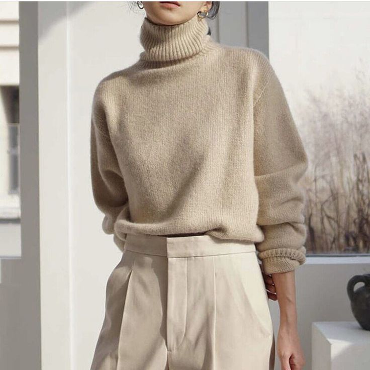 Turtle Neck Women, Outfit Beige, Classy Looks, Basic Sweater, Basic Sweaters, Women Sweaters Winter, Neck Women, Solid Sweaters, Turtle Neck Jumper