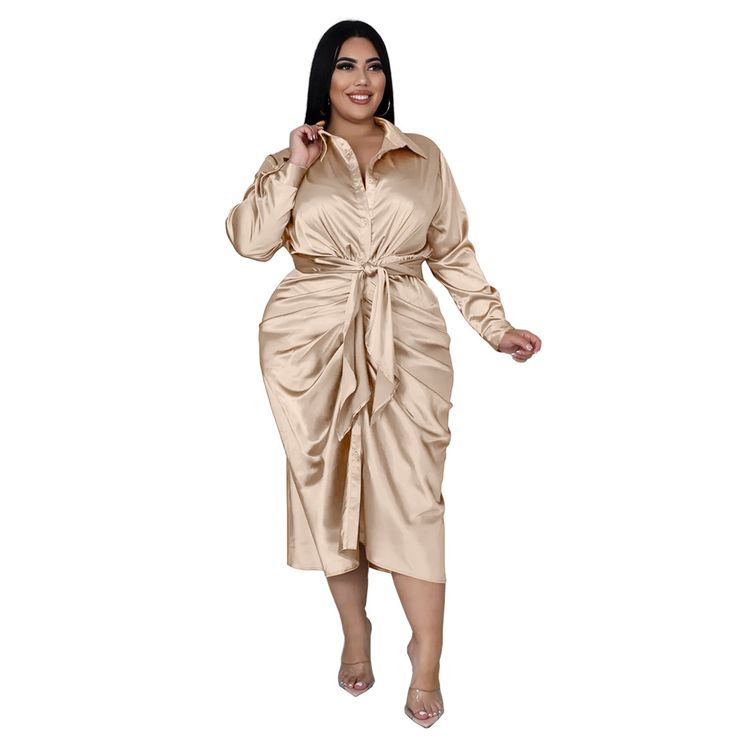 F00099074-414 Plus Size Shirt Dress, Birthday Dress Women, Laced Up Shirt, Middle Age Fashion, Vestido Plus Size, Long Midi Dress, Midi Dress Party, Dresses Elegant, Dress Shirts For Women