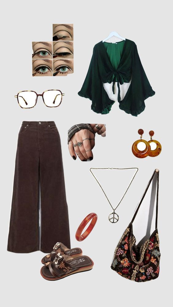 hippie outfit? Grunge Hippie Outfits, Outfit Shuffles, 70s Inspired Outfits, Charm Bracelet Watch, Grunge Hippie, Boho Aesthetic, Hippie Outfits, 70s Inspired, Hippie Bohemian