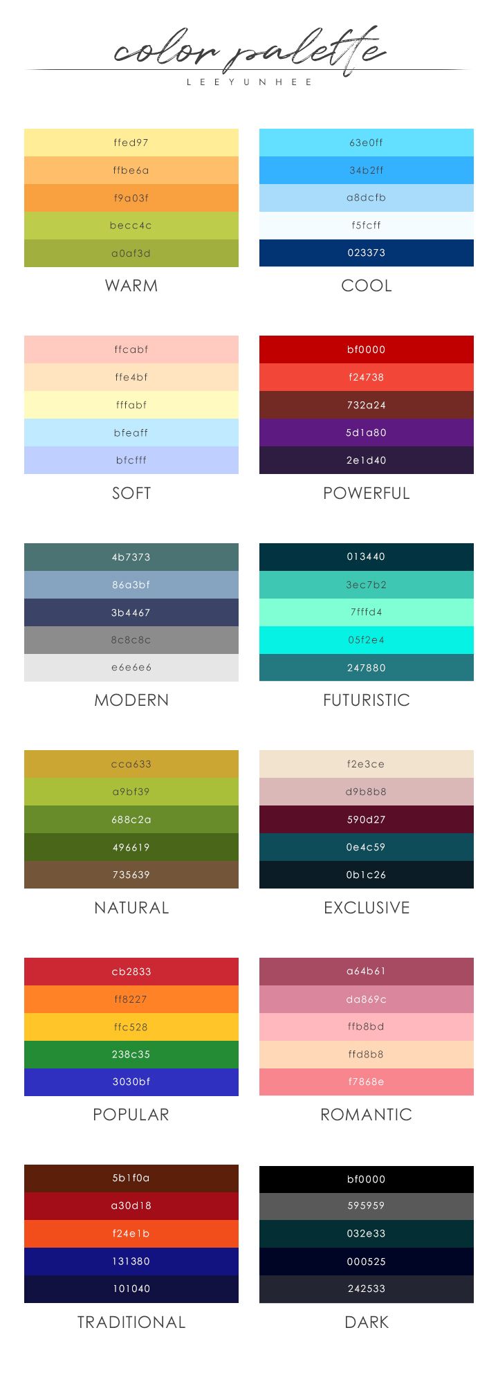 the color chart for all different colors in this image is an excellent way to describe what they