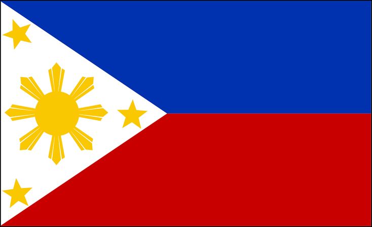 the philippines flag is shown in red, white and blue