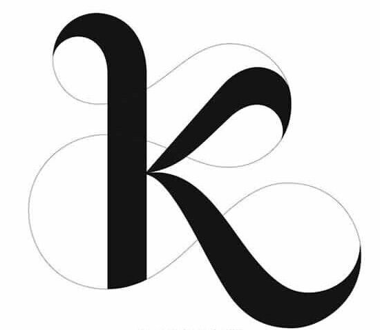 the letter k is made up of black letters