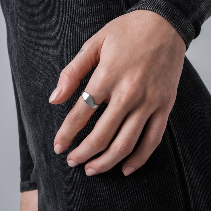 Inspired by ocean tides and crashing waves, the Rush is a sleek band ring with a unique sense of movement. Its curving silhouette means its appearance can be changed dramatically with one small twist, allowing it to fit seamlessly into any ring stack. Buy any two rings from Phase Change Capsule 01 and get a third ring for free. Materials: Stainless Steel Modern Adjustable Hypoallergenic Stackable Rings, Modern Adjustable Dome Ring With Round Band, Minimalist Stainless Steel Engraved Promise Ring, Minimalist Engraved Stainless Steel Promise Ring, Modern Adjustable Dome Ring For Everyday, Modern Adjustable Dome Ring, Adjustable Modern Dome Ring, Minimalist Open Band With Tension Setting, Sleek Silver Rings With Polished Finish