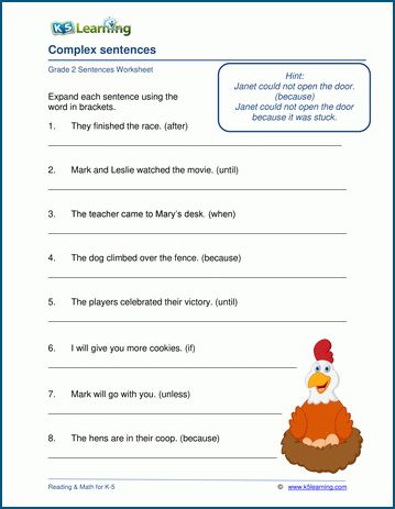 the worksheet for compound sentences in english and spanish with an image of a chicken