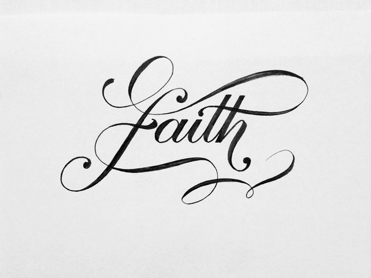 the word faith written in black ink on a white paper with some writing underneath it