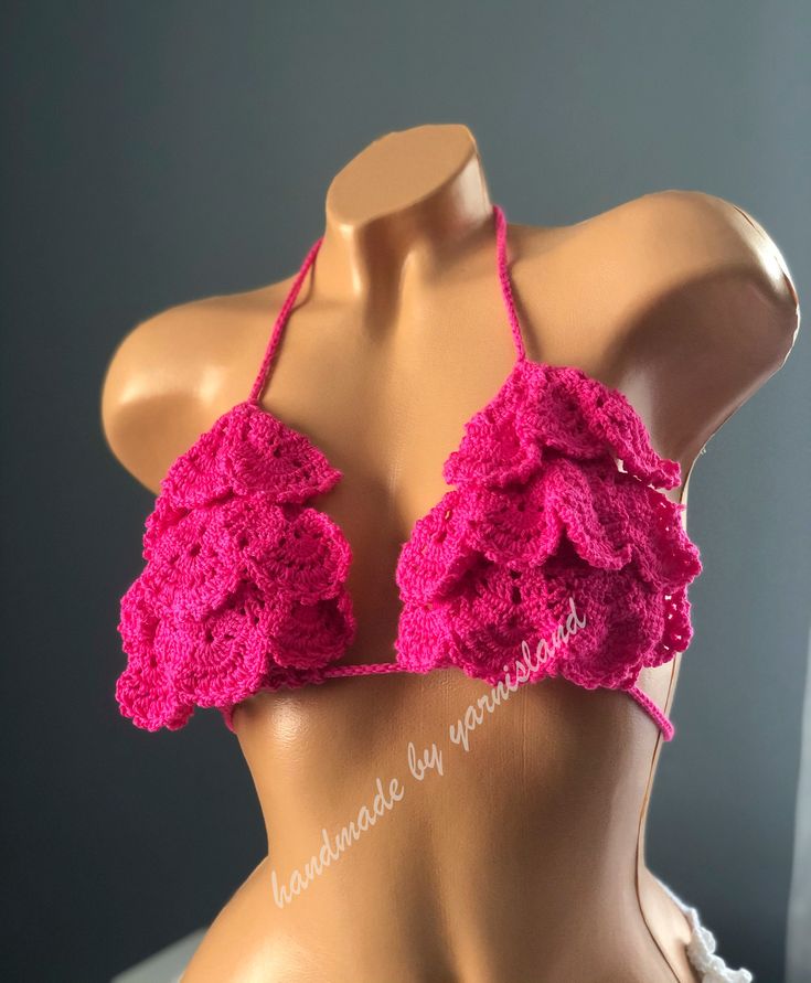 Crochet Swimwear For Beach Party, Bohemian Crochet Swimwear For Swimming, Crochet Swimwear For Beach Party In Beach Season, Crochet Swimwear For Beach Party During Beach Season, Bohemian Crochet Swimwear, Crochet Swimwear For Poolside, Crochet Beachwear Swimwear For Poolside, Beachy Crochet Swimwear For Poolside, Handmade Triangle Top Swimwear