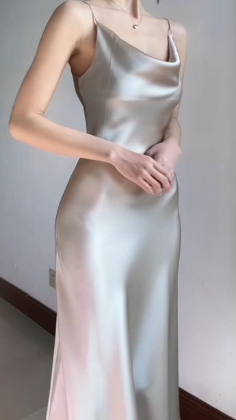 Silky Dress Aesthetic, Satin Dress Outfit Classy, Satin Dress Aesthetic, Victorian Area, Satin Dress Outfit, Cute Sewing Projects, Classy Couple, Dresses Aesthetic, Prom Dress Inspiration