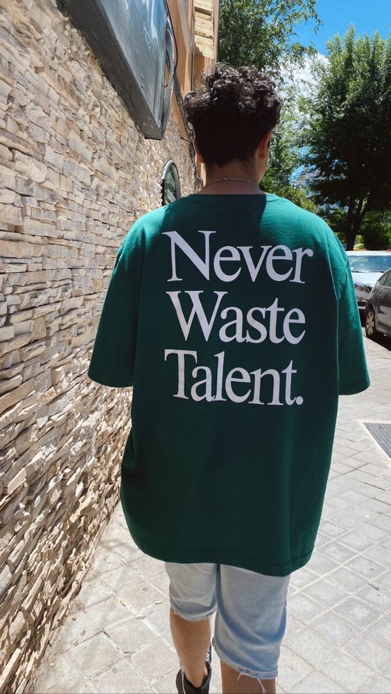 Never Waste Talent T shirt Easy 30 day return policy Trendy Typography, Trendy Artwork, Unique Typography, Graphic Shirt Design, Aesthetic Ootd, Ootd Aesthetic, Shirt Design Inspiration, Graphic Design Tips, Tee Shirt Designs