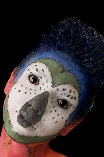 Parrot face paint Parrot Face Paint, Parrot Makeup, Face Paint For Men, Pirate Dinner, Parrot Mask, Pirates Dinner, Bird Makeup, Rally Idea, Painted Faces