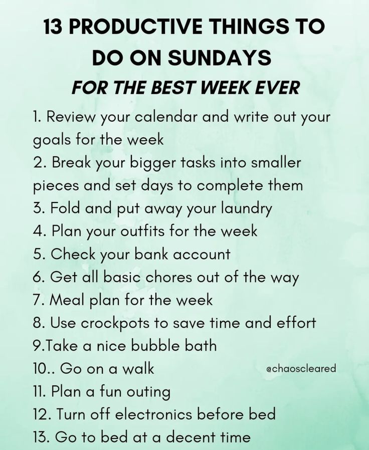 a green and white poster with the words 13 product things to do on sundays for the best week ever