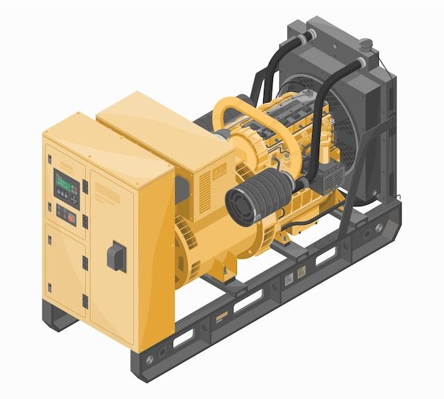 an electric generator is shown on a white background with clippings to the side