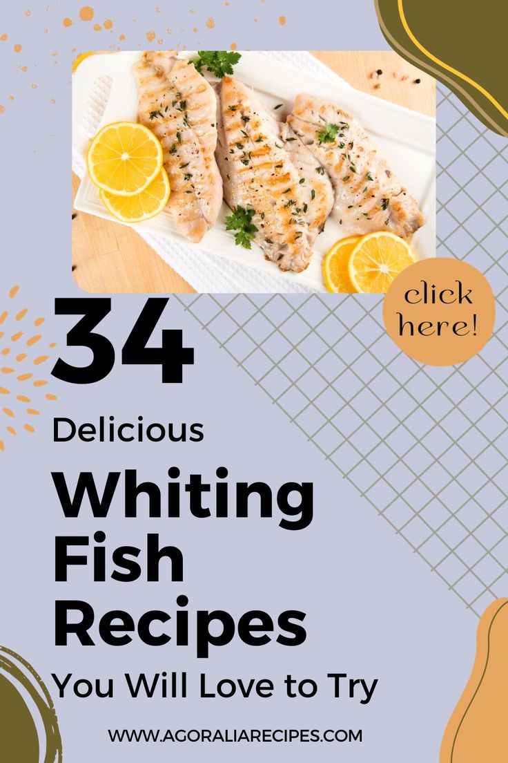 the cover of 34 delicious whiting fish recipes you will love to try with