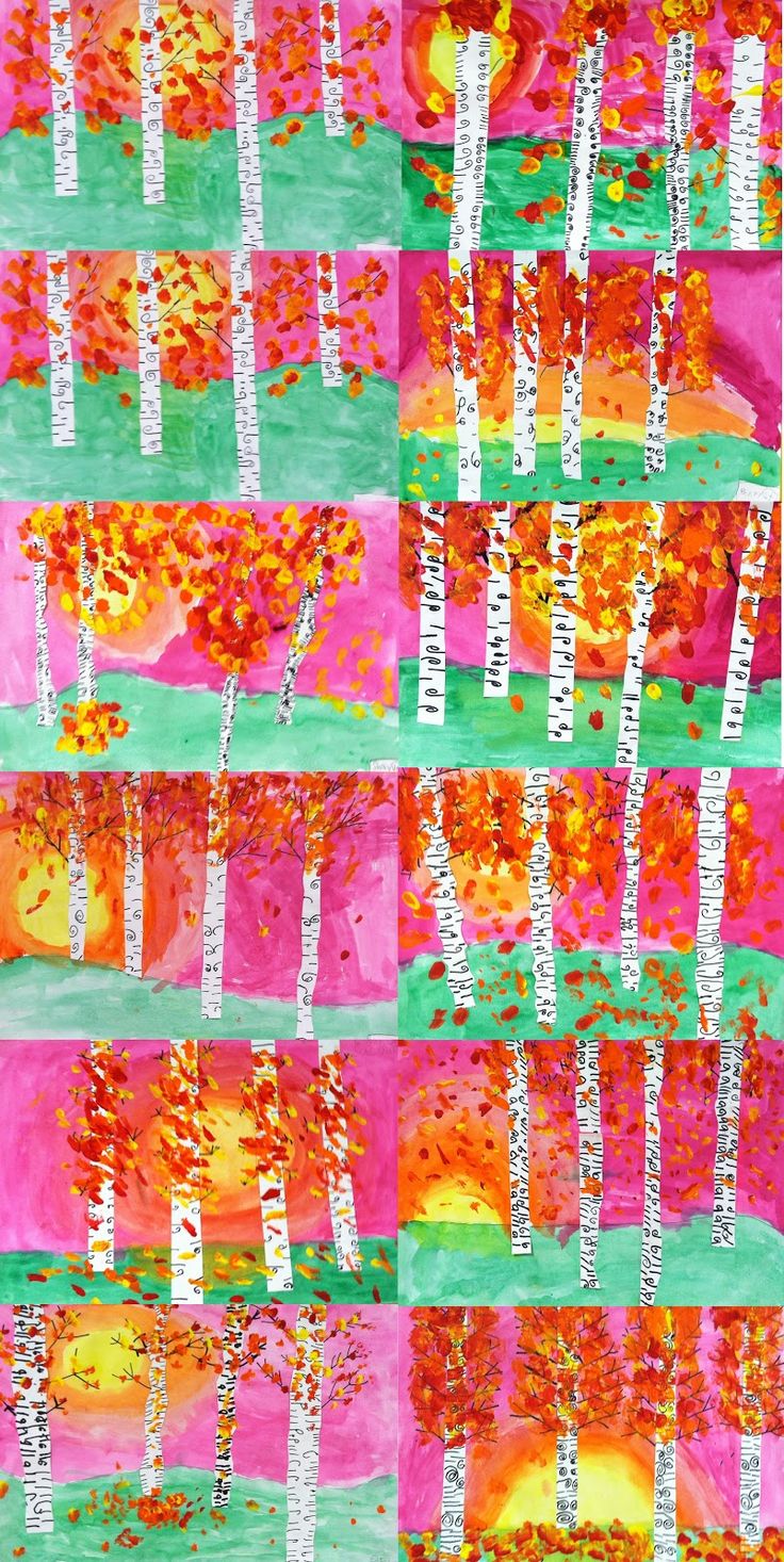 an abstract painting with trees in pink and green, on top of a white background