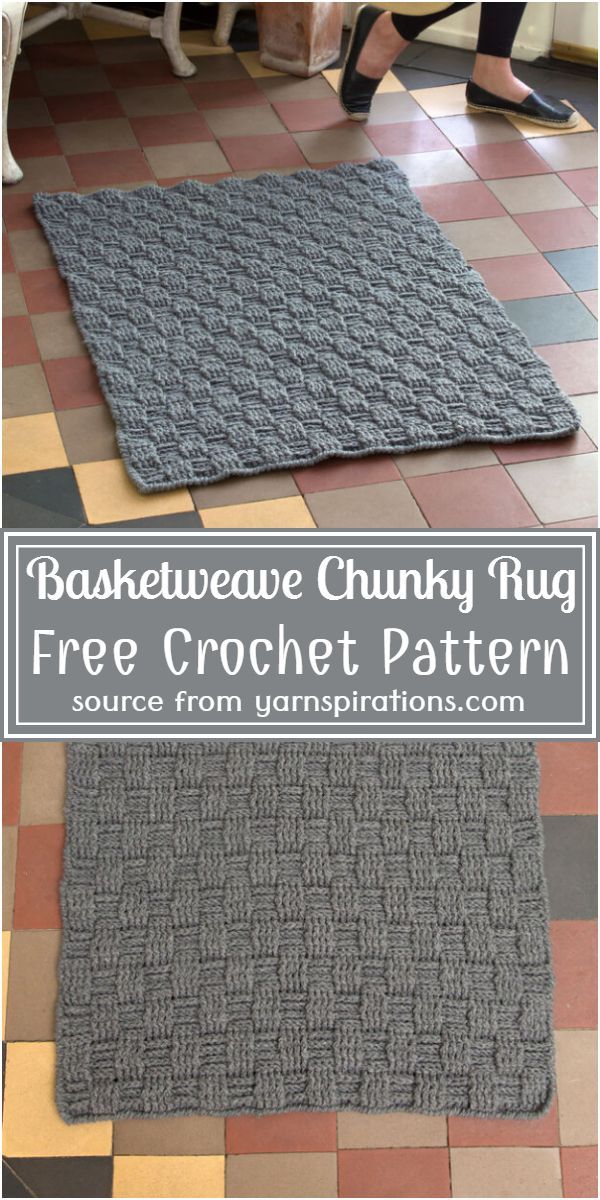 two crocheted rugs on the floor with text overlay that says, free crochet pattern