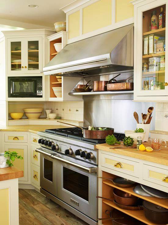 the kitchen is clean and ready to be used as a cooking area for dinner guests