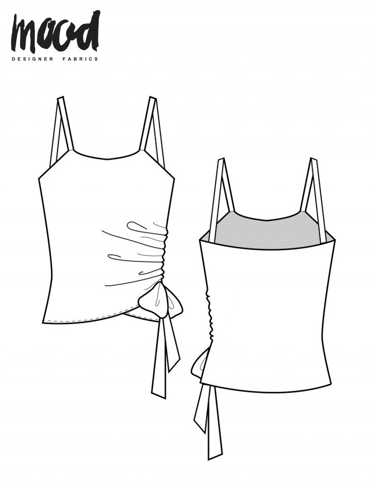 the front and back view of a women's tank top with ties on it