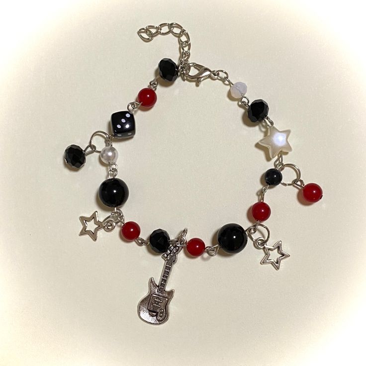 Lovers Rock Bracelet, 505 Bracelet, Bsd Bracelet, Alt Bracelets, Rockstar Bracelet, Grunge Bracelets, Emo Bracelets, Charm Bracelet Ideas, Bracelet Grunge