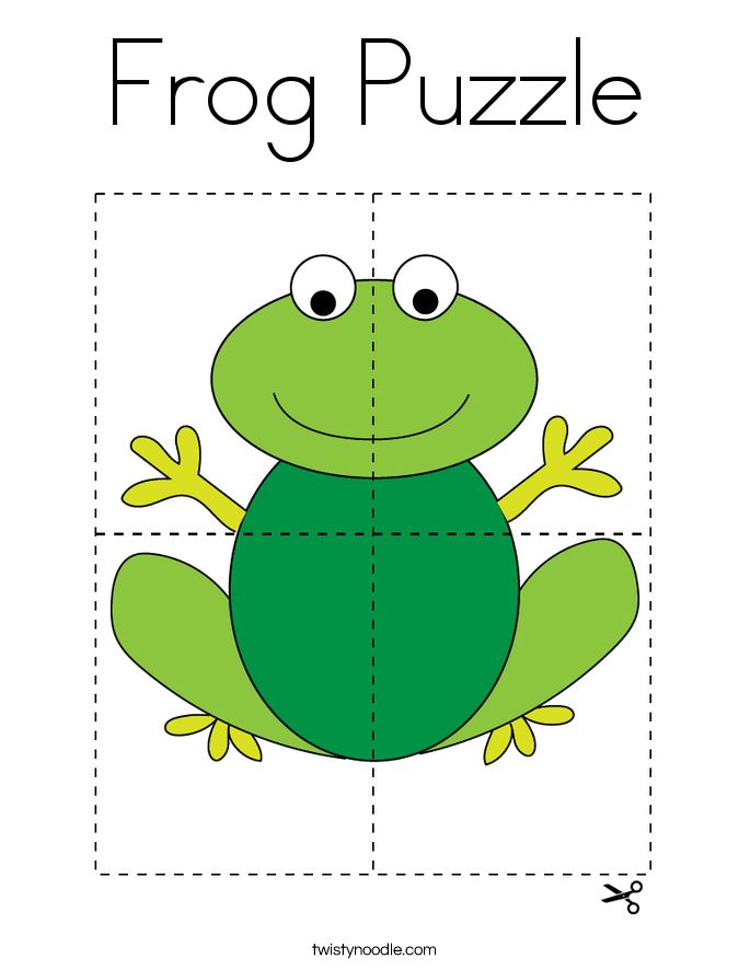 the frog puzzle is cut out and ready to be colored