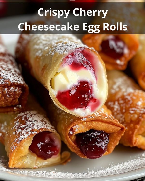 crepy cherry cheesecake egg rolls on a plate