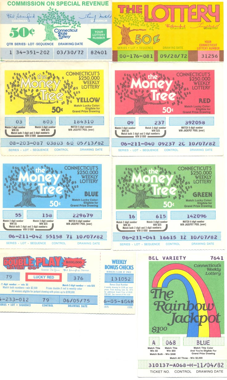 four tickets for the rainbow playhouse are shown in three different colors and font options, each with an image of a tree on it