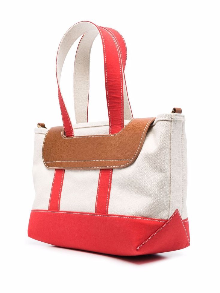 Find PALM ANGELS Palm Beach Tote Bag on Editorialist. red/white/brown cotton-blend/leather debossed logo to the front leather trim two rounded top handles adjustable detachable shoulder strap main compartment front flap closure Designer Canvas Tote Bag With Removable Pouch, Designer Tan Canvas Shoulder Bag, White Designer Bag With Canvas Lining, Designer White Bag With Canvas Lining, Designer White Bags With Canvas Lining, Designer White Canvas Bag, Designer Canvas Bag In Tan, Designer Tan Canvas Bags, Designer Leather Shoulder Canvas Bag