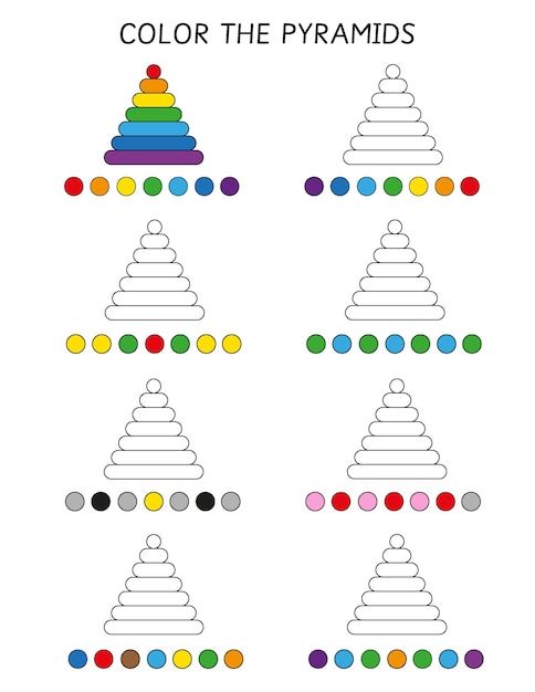 color the pyramids for children to learn