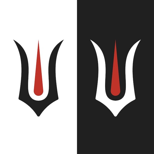 two black and white logos with red accents