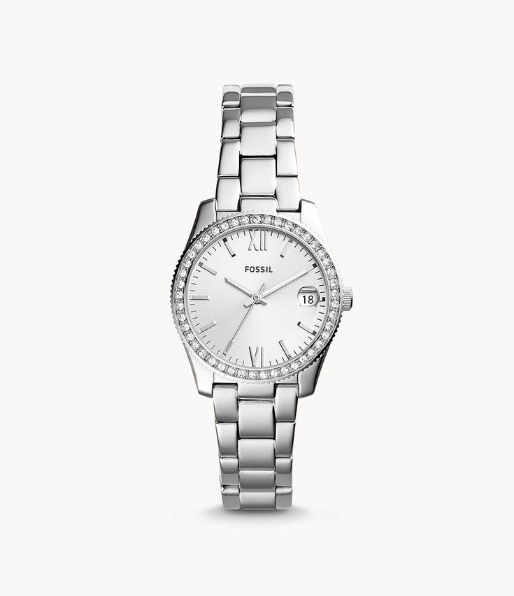 Fossil Watches Women, Silver Watches Women, Date Calendar, Fossil Watches, Three Hands, Women's Watch, Stainless Steel Watch, Watch Collection, Team Spirit