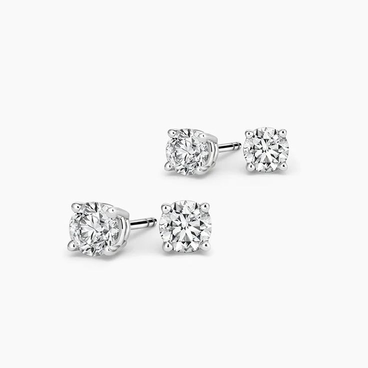 Lab Diamond Stud Set - 18K White Gold. This curated, specially priced stack features our Lab Grown Diamond Stud Earrings in 3/4 carat and 1/2 carat in a classic, sleek stack. Wear all four earrings at once or mix and match to curate a look that's always uniquely you (1 1/6 total carat weight). Stud Set, Brilliant Earth, Diamond Stud Earrings, Diamond Stud, Accessories Jewelry Earrings, 2 Carat, Lab Created Diamonds, Lab Diamonds, Diamond Earrings Studs