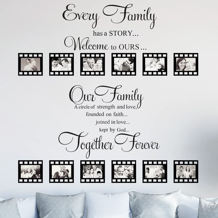 PRICES MAY VARY. Items Sent to You: there are 2 different kinds of living room wall stickers and 12 pieces of black picture frames in the package, the stickers respectively printed with [Every family has a story, welcome to ours], and [our family, a circle of strength and love, founded on faith, joined in love, kept by god, together forever], inspirational in words and beautiful in fonts; Besides, enough quantities of frames allow you to put them according to your own preference Use with Confide Family Living Room Wall Decor Ideas, Every Family Has A Story Welcome To Ours, Family Picture Wall Ideas, Picture Collage Ideas, Living Room Wall Stickers, Family Photos Wall Decor, Every Family Has A Story, Picture Wall Living Room, Room Wall Stickers