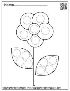 a flower with circles on it is shown in the shape of a book page for children