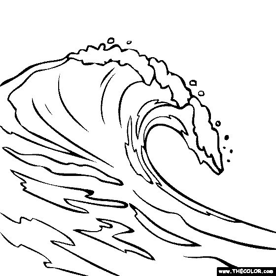 a black and white drawing of a wave