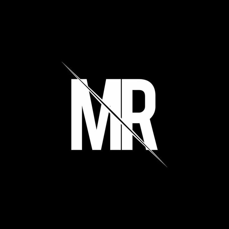 the logo for mr is shown in black and white