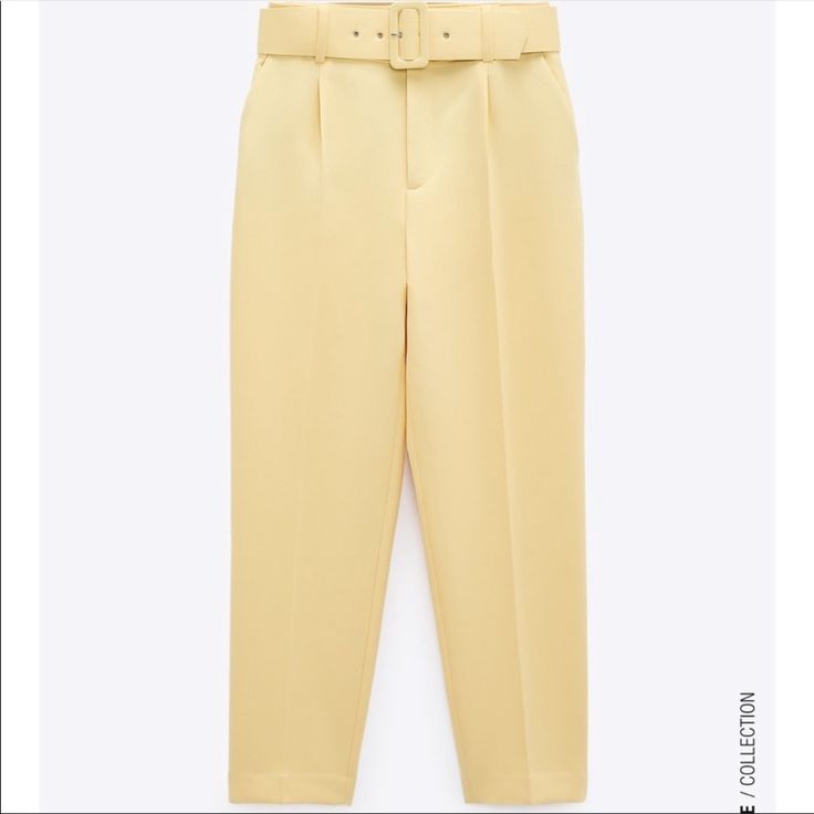 Brand New! Never Been Worn Zara High Waist Pants With Belt Loops, Spring Tapered Leg Bottoms With Belt, Straight Pants With Belt For Spring, Summer Pants With Belt, Summer Trousers With Belt, High Waist Fitted Pants With Belted Cuffs, Fitted High Waist Bottoms With Belted Cuffs, Spring Workwear Bottoms With Belt, Zara Belted Bottoms For Spring