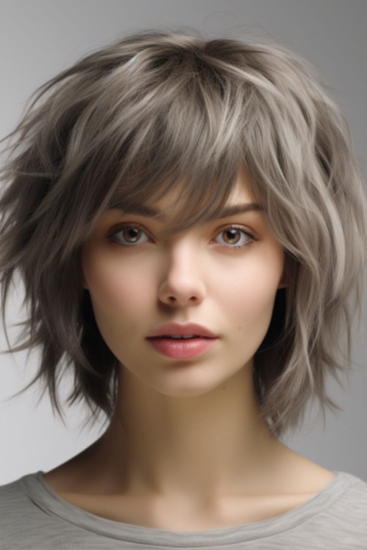 Achieve the epitome of modern chicness with a shaggy bob featuring choppy layers. These layers add texture and movement to your hair making it an adaptable choice for occasions. Click here to check out more trending shag haircut ideas for 2023. Shag Haircut Ideas, Bob Hairstyle Ideas, Choppy Bob Hairstyles For Fine Hair, Rocker Hair, Shaggy Short Hair, Layered Haircuts For Medium Hair, Shaggy Haircuts, Shag Haircuts, Choppy Bob Hairstyles