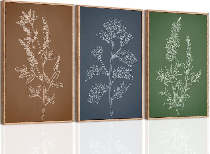 PRICES MAY VARY. Vintage Botanical Wall Art：24*36 inches, set of 3.This set of minimalist floral wall art depicts the flowers in three different forms through watercolor techniques. This simple and quiet feeling will help you get rid of fatigue. High-quality Canvas Painting：Vintage minimalist botanical paintings are printed on high-quality canvas, and the best anti-fading ink is used, which will not fade with time. It is stretched tightly on the wooden frame to ensure that the canvas is stretche Minimalist Plants, Plants Art, Wall Decor Minimalist, Flower Canvas Wall Art, Farmhouse Living Room, Vintage Botanical Prints, Minimalist Wall Decor, Botanical Painting, Large Wall Decor