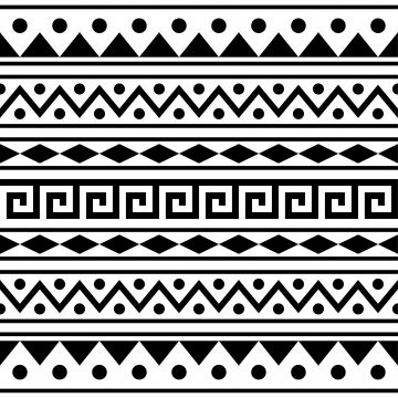 a black and white pattern with geometric shapes on the bottom, in different directions to make it