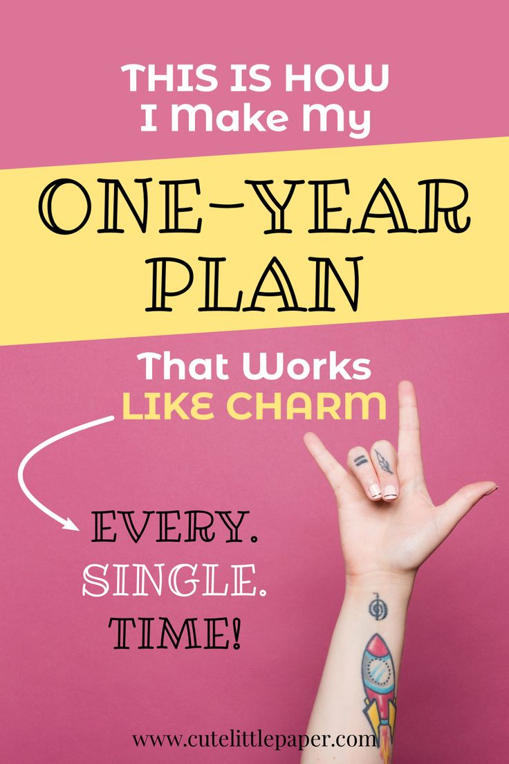 a woman's hand with the words, one - year plan that works like charm every single time