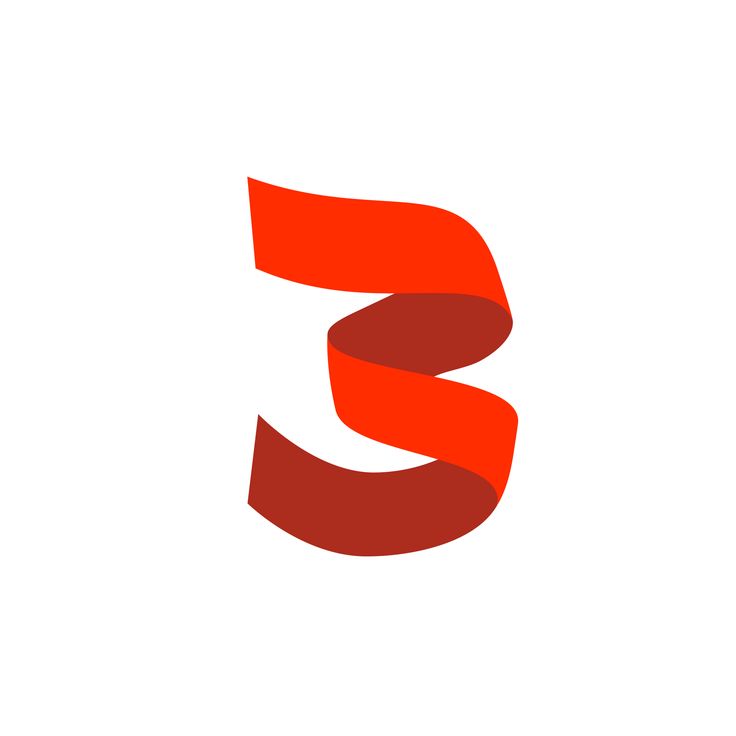 the letter s is made up of red ribbon and has an orange stripe on it