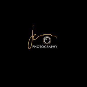 a black and gold logo with the word photography written in gold on it's left side