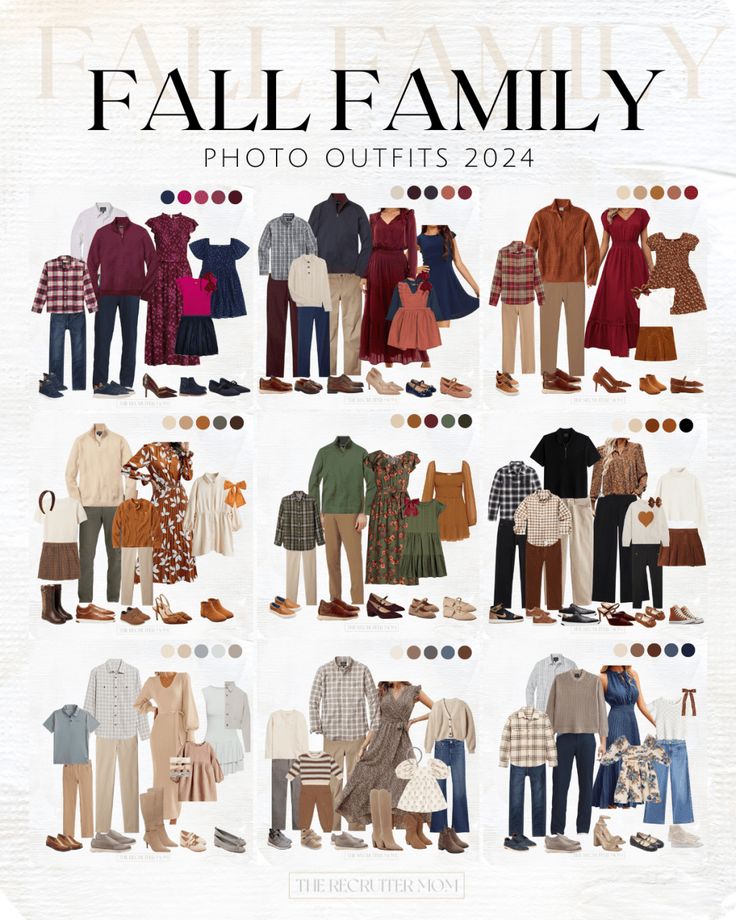 an image of people in different outfits from fall to winter